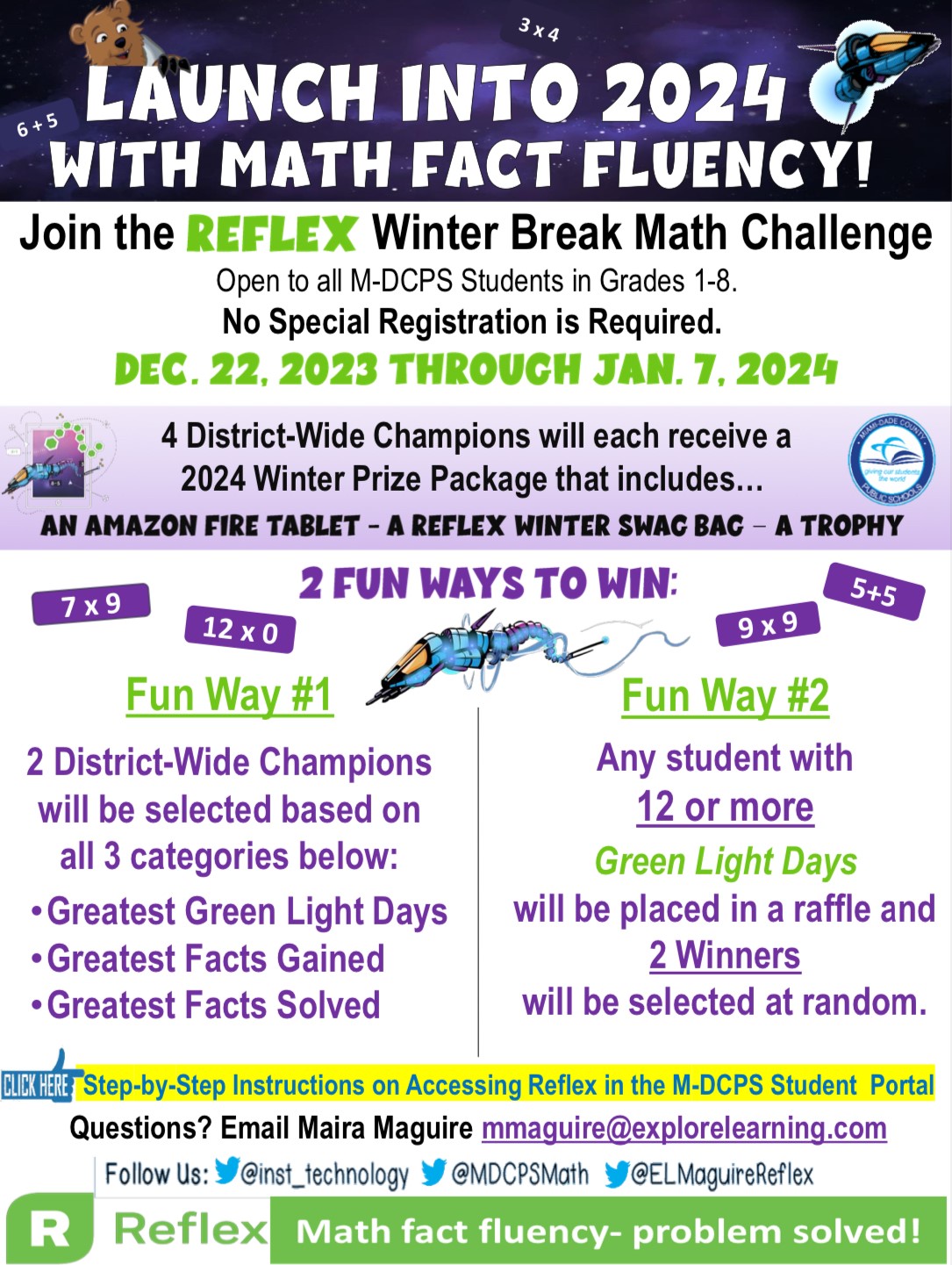 Reflex Math Winter Break Challenge